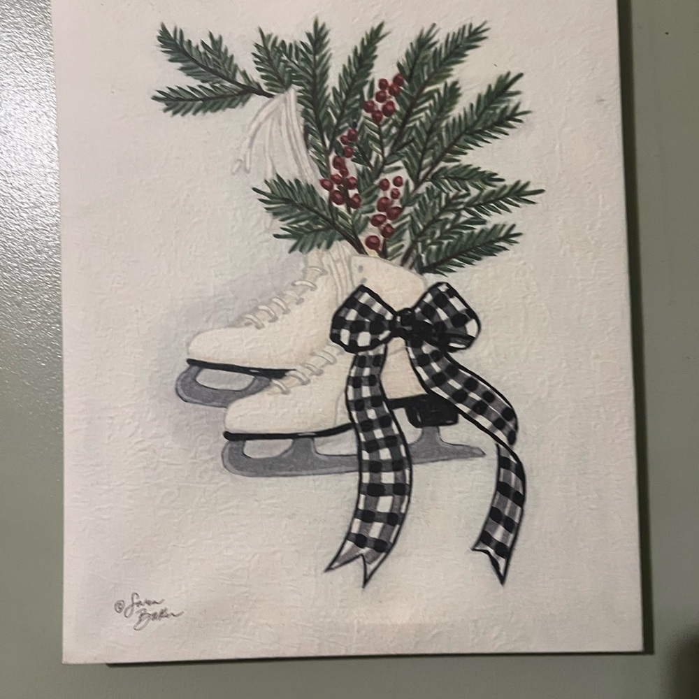 Festive Ice Skates Holiday Wall Art